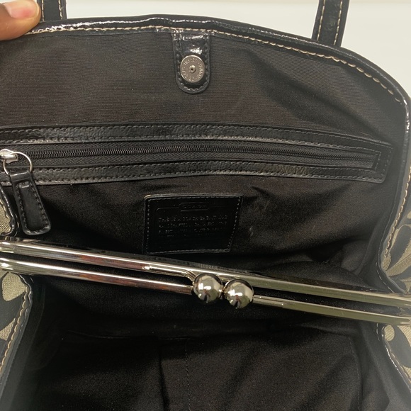 Coach Canvas Signature Print Stripe Shoulder Bag - Picture 10 of 16